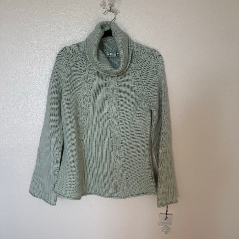 Vintage NWT Jillian Jones 100% Wool Cowl Neck Sweater Sz S Sage Green Chunky